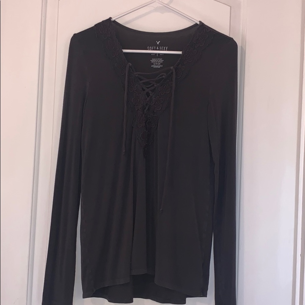 American Eagle Soft & Sexy Lace Up Long Sleeve